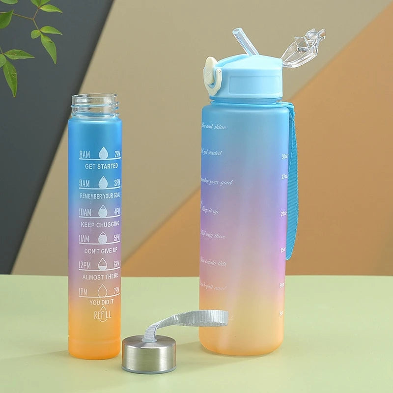 Kit Garrafas Fitness Motivacionais – 900ml + 300ml | Hidratação para Treino e Dia a Dia